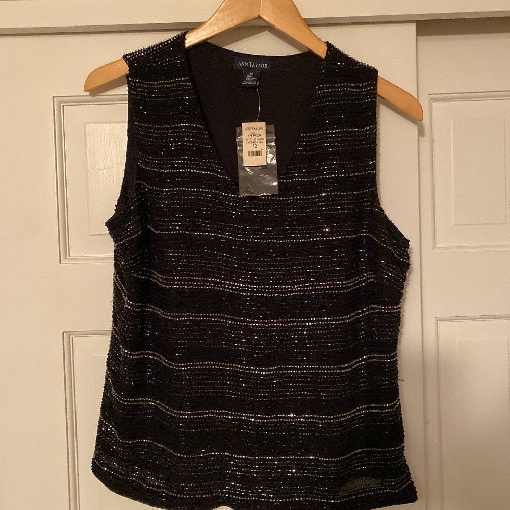 Ann Taylor Sleeveless dress sequined top